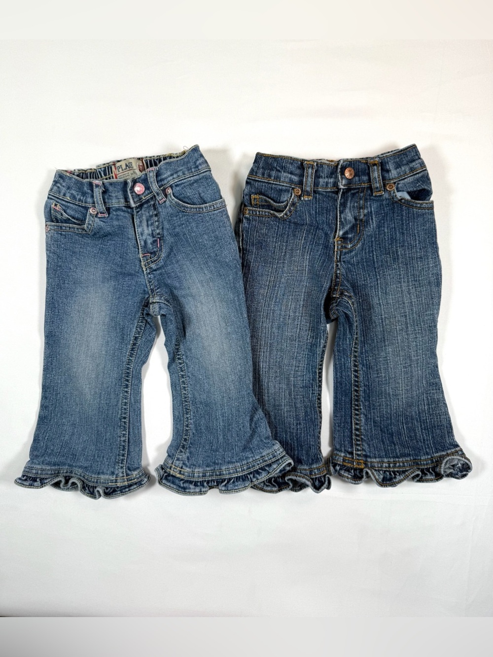 PLACE Girls 12M Lot of Ruffle Flare Jeans Stretch Cowgirl Cottagecore Y2K Rodeo